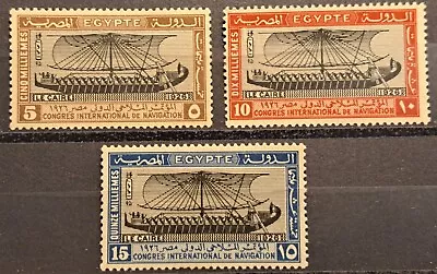 Egypt Stamp Sc 118-20 - 1926 Navigational Congress MH VF CV$ 10.50 (111A) • $2.99