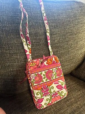 Vera Bradley Coral Floral Retired Cross Body Strap Little Hipster Purse Bag • $12