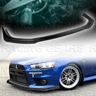 R-style Matt Black Front Bumper Spoiler Lip Fit 08-15 Mits Evo X10 Evolution • $85.95