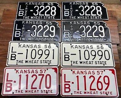 Very Nice Lot 1955 1956 1957 Labette County Kansas License Plates Sequential • $99.95