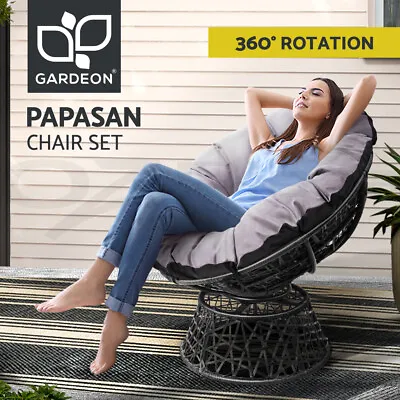 Gardeon Outdoor Lounge Setting Furniture Papasan Chairs Wicker Sofa Patio Garden • $170.95