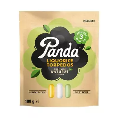 💚 6 X Panda Licorice Natural Liquorice Torpedos 100g • £13.08