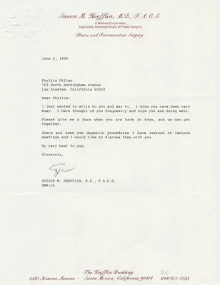 Dr. Steven M. Hoefflin - Typed Letter Signed 06/05/1995 • $160