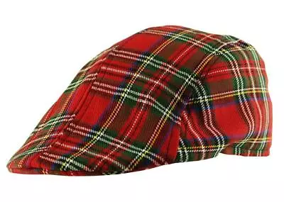 Men Scottish Tartan Country Check Baker Boy Golf Newsboy Ivy Cabbie Flat Cap Hat • £8.49