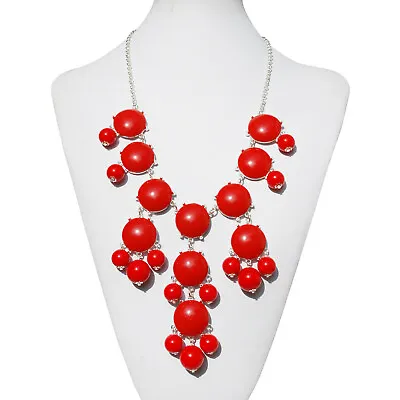 $18.74 • Buy Statement Design Pastel Red Fashion Jewelry Bubble Necklace Adjustable Chain