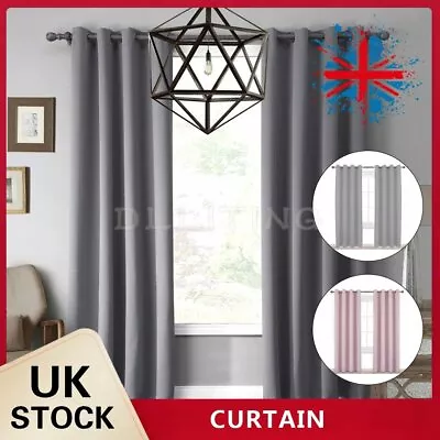 £24.99 • Buy Heavy Thick Curtain Thermal Blackout Curtains Ready Made Eyelet Ring Top Pair