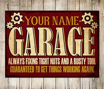 PERSONALISED Garage Shed Metal Sign Wall Door Decor Rusted Style Accessory Retro • £5.70