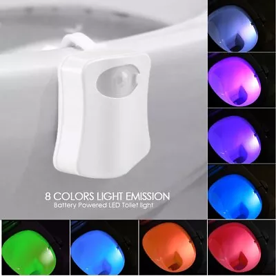 2 Pack LED Toilet Night Lights 8-Colors Motion Detection Bathroom Bowl Light • $10.85