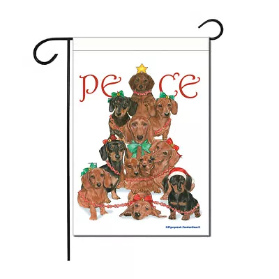 Dachshund Peace Christmas Garden Flag Double Sided 12  X 17  • $19.95