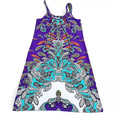 MSK Midi Dress Womens Size Medium Multicolor Purple Floral Paisley Sleeveless • $60.45