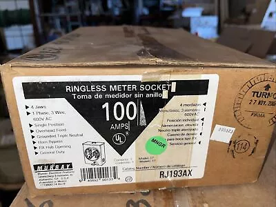 Murray 100 Amps Ringless Meter Socket 4 Jaws 1 Phase 3 Wire 6000V AC RJ193AX • $135