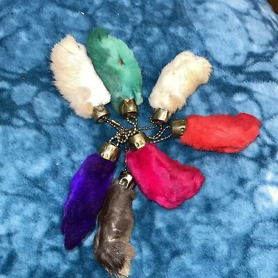 7 VTG  Lucky Charm Rabbit's Foot Key Chain China & Unmarked Purple  Red Green • $55.40