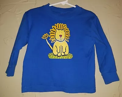 MULBERRIBUSH Boys T Shirt Blue Long Sleeve Lion Size 18M 100% Cotton • $7