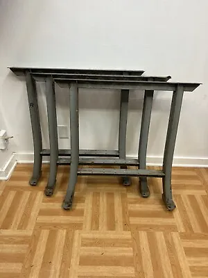 Vintage Industrial TABLE LEGS SET 3 Steel Metal Work Bench Ends MACHINE AGE Pair • $199.99