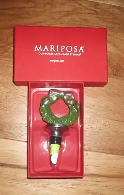 NEW Mariposa Recycled Glass Christmas Wreath Wine Stopper NIB FREE SHIPPING • $10