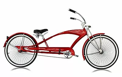 RED 26  Stretch Beach Cruiser Bicycle 68 Spokes Rims Coaster Extended Bike PUMA • $629