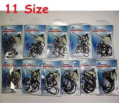 4x Strong Ringed Circle Hooks Black Nickel - 11 Sizes Fishing Hooks • $14.99