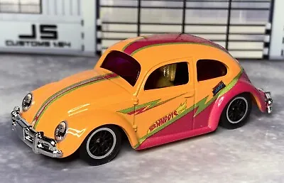 Hot Wheels Custom Build - VW Beetle Bug - Orange & Pink - Real Riders - V2 BBS • $14.95