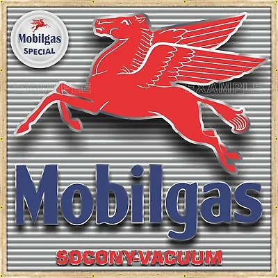 Mobil Gas Service Station Mobilgas Pegasus Flying Horse Banner Sign Garage Art • $60.45