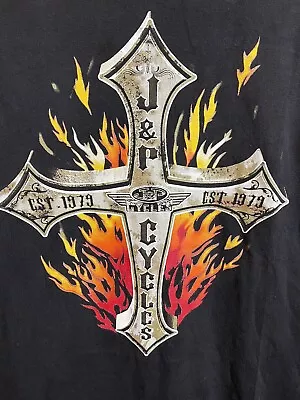 J & P Cycles Cross Flames Motorcycles Big Graphic Double-Sided Size Adult Small • $29.99