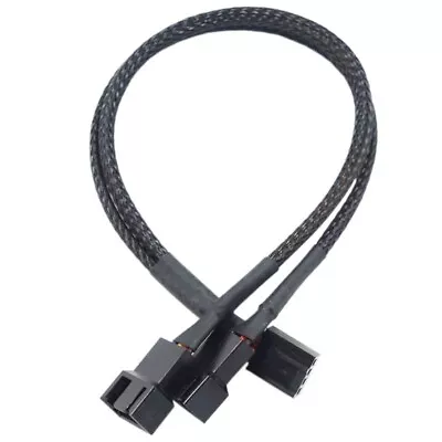 4 Pin 12V PWM Fan Y Splitter 1-to-2 Black Sleeved Extension Cable Lead 26.5cm • £2.99