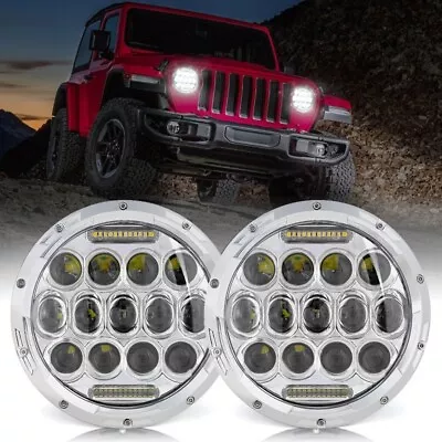 2X 7  Inch Round LED Headlights Hi/Lo Beam DRL Chrome Lights For 1967 MG 1100 • $65.99