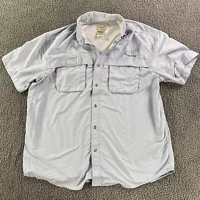 L.L. Bean Shirt Mens XL Gray Short Sleeve Nylon Blend Vent Back Fish Fishing • $7.99