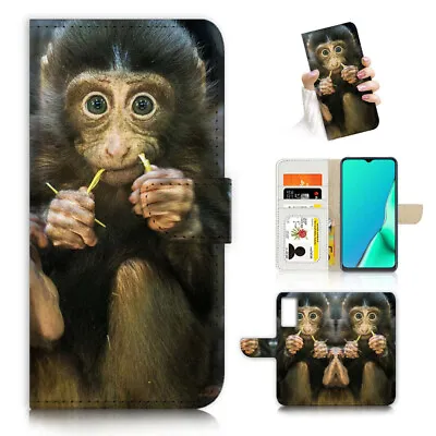$13.99 • Buy ( For Oppo A57 / A57S ) Wallet Flip Case Cover AJ23805 Baby Monkey