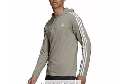 NWT Adidas Tricot Adidas Men’s Pullover Hoodie Training 3 Stripe Green Grey • $34.99