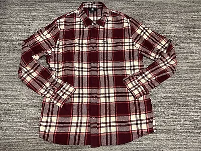 Volcom Shirt Adult Extra Large Red  Classic Windowpane Flannel Plaid Jacket Mens • $6.99