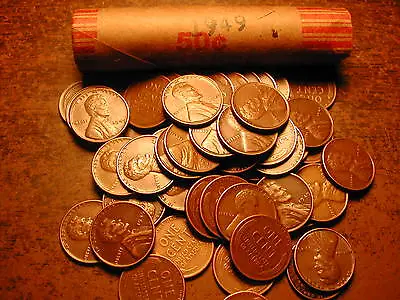 $7 • Buy 1949-P LINCOLN WHEAT CENT PENNY ROLL, Nice Condition 