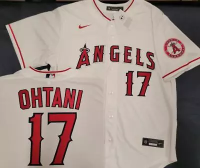 30419 Nike LOS ANGELES ANGELS Ohtani Trout Salmon Sewn Baseball JERSEY WHITE NWT • $109.99