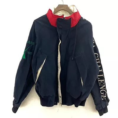 Vintage Nautica Full Zip Navy Blue Bomber Jacket Size M • $31.49