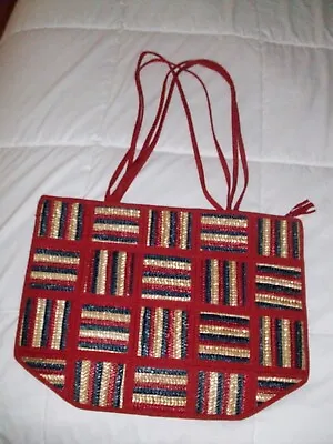 MAGID Hand Made In Italy Straw Purse Red White(natural) Blue Shoulder Bag NICE • $12