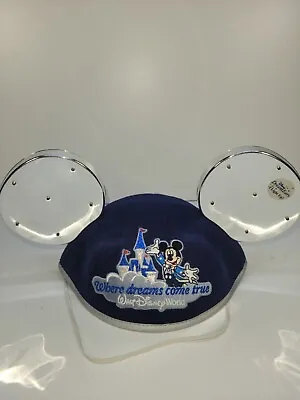 Disney World Mickey Mouse Light Up Ears Blue Hat “Where Dreams Come True” Adult • $9.99