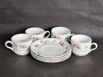 Set Of 4 Mikasa Maxima Super Strong Fine China Brywood Saucers (4) And Cups (4) • $29.99