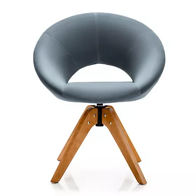 Costway Mid Century Modern Swivel Accent Chair Velvet Armchair Bedroom Grey • $119.99