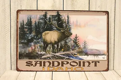 $7.77 • Buy Sandpoint Idaho Tin Poster Metal Sign Vintage Travel Ad Hunter Hunting Cabin XZ