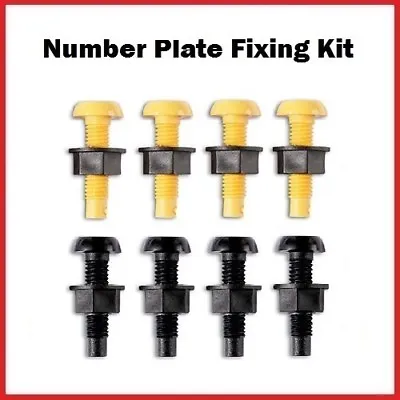£2.49 • Buy Yellow & Black Plastic Number Plate Screws Nuts Bolts Fixings Fittings Fixers X8