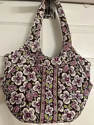 Vera Bradley Purple Plum Petals Flowers Two Handled Tote Shoulder Bag Purse • $19.99