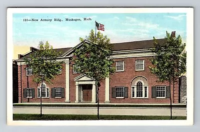 Muskegon MI-Michigan New Armory Building Vintage Souvenir Postcard • $7.99