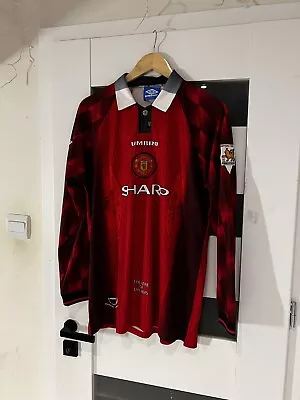 Manchester United 1996/97 Home Long Sleeve Football Shirt Umbro L #10 Beckham • £59.95