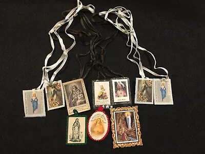 Vintage Catholic Scapular Group Lot Of 10 Religious Medal -- 3746 • $35