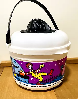 McDonald’s Halloween Pail Black Bat Bucket 1999 Cookie Cutter Lid Happy Meal • $12.99