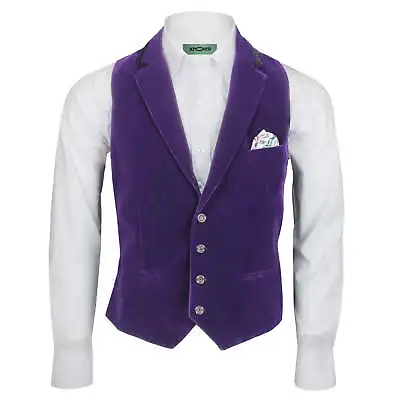 Mens Purple Velvet Vintage 3 Piece Suit Tuxedo Blazer Coat Waistcoat Trouser • $56.02