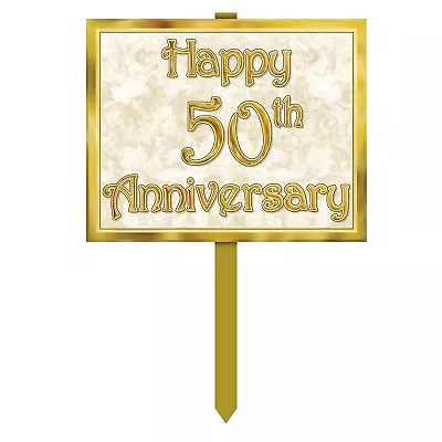 Beistle 12  X 15  50th Anniversary Yard Sign; Gold 3/Pack 55904 • $16.99