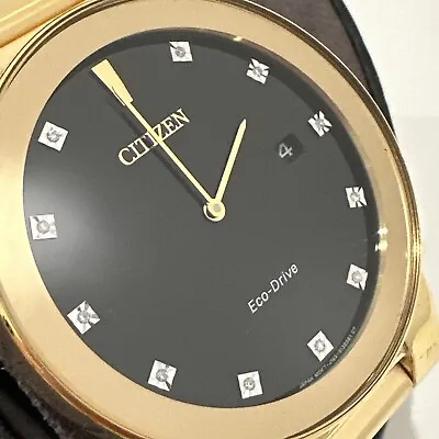 Citizen Eco-Drive Axiom Men's Diamond Accents Gold-Tone 40mm Watch AU1062-56G • $117.59