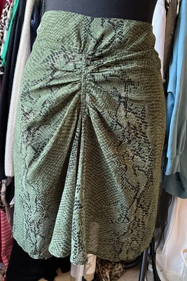 £10.50 • Buy Hush Green & Gold Fleck Ruched Front Snake Skin Print Short Skirt Size 12