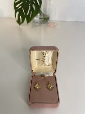 Vintage Carla 14K Yellow Gold Earrings USA Made Kites Retro Geometric New W Box • $31.50