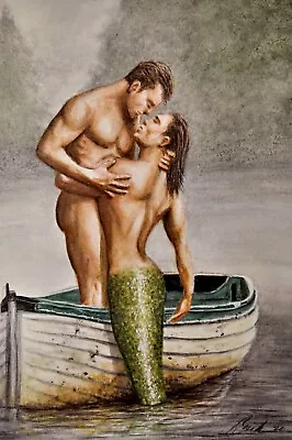  MERMAN - MALE MERMAID  Signed Art Print • $7.99